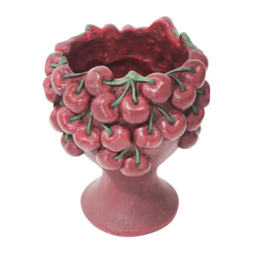 Maceta de cemento diseño cereza de 16.5×16.5×20.5cm