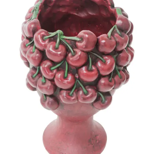 Maceta de cemento diseño cereza de 17x17x25.5cm