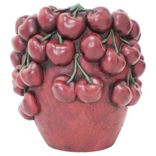 Florero redondo de cemento diseño cereza de 22x22x24.5cm