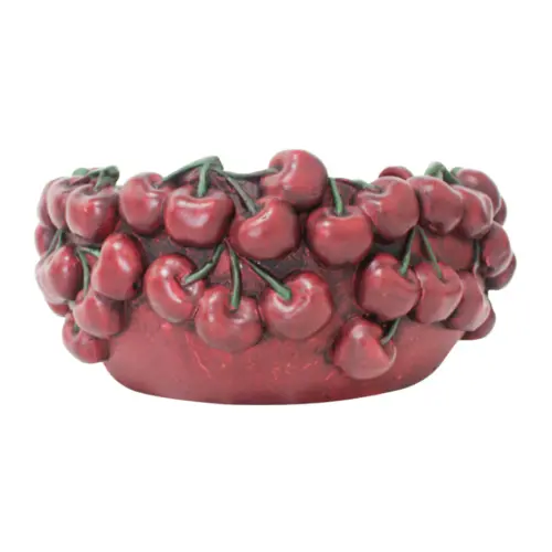 Maceta redonda de cemento diseño cereza de 25.5×25.5×11.5cm