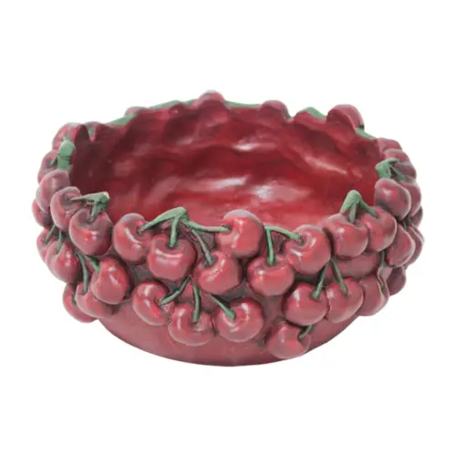 Maceta redonda de cemento diseño cereza de 25.5×25.5×11.5cm