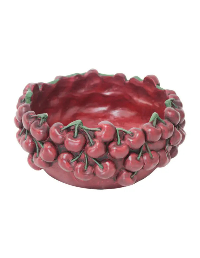 Maceta redonda de cemento diseño cereza de 25.5x25.5x11.5cm - Image 2