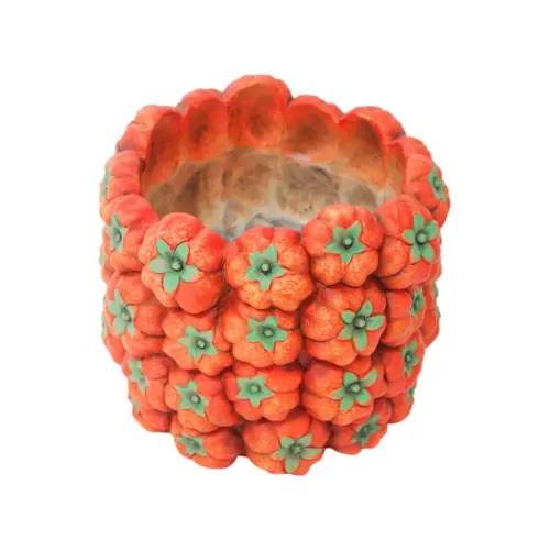 Maceta de cemento diseño calabaza de 15.5×15.5x13cm