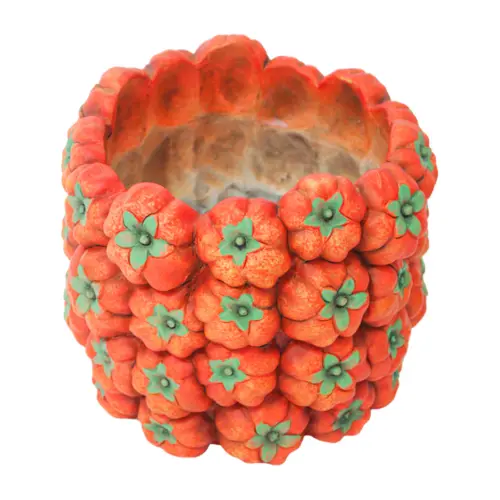 Maceta de cemento diseño calabaza de 19x19x15cm