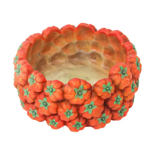 Maceta de cemento diseño calabaza de 25.5×25.5×11.5cm