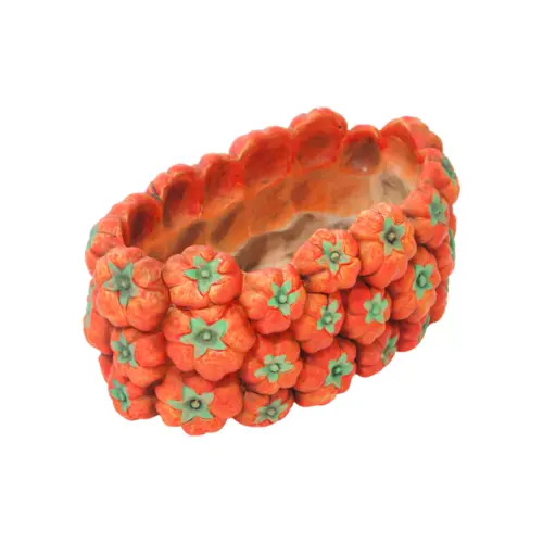 Maceta de cemento diseño calabaza de 19.5x12x9.5cm