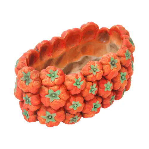 Maceta de cemento diseño calabaza de 25.5x15x12cm