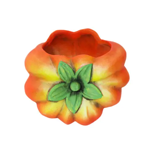 Maceta de cemento diseño calabaza de 15.5x13x11cm