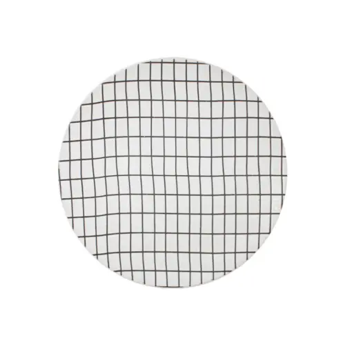 Plato de porcelana blanco diseño cuadros de 15.4×15.4×1.8cm