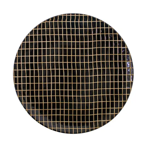 Plato de porcelana negro diseño cuadros de 22.5×22.5×2.3cm