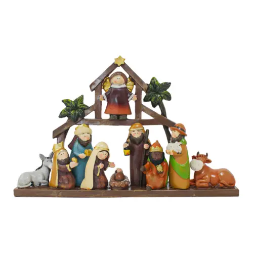 Nacimiento en pesebre de poliresina de 31.5x5x20cm