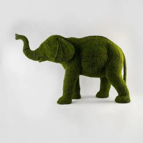 Elefante forrado de tela verde de 157x77x101cm