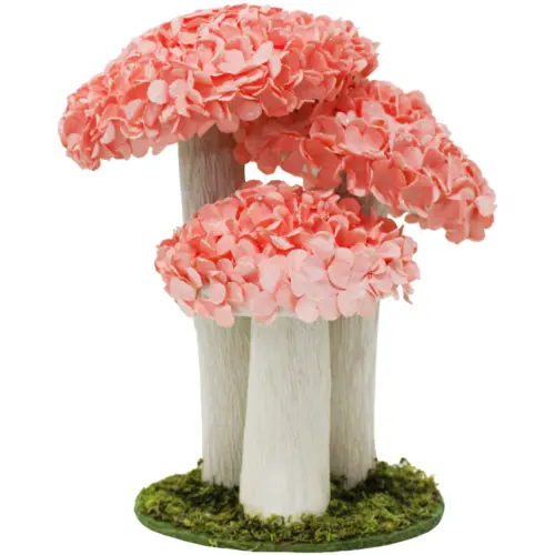 Setas con flores de papel durazno de 14x15x26cm