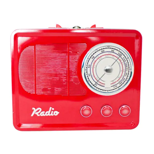 Caja de lámina diseño Radio Antiguo rojo de 22x17x9cm