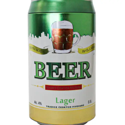 Bote de lámina diseño cerveza verde de 10x19cm