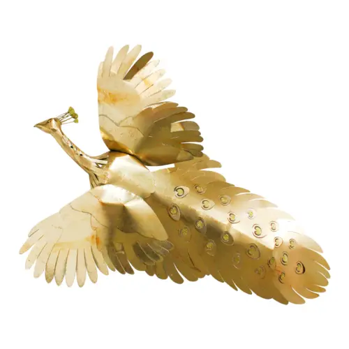 Pavo real de metal dorado de 8.89×120.02×74.93cm