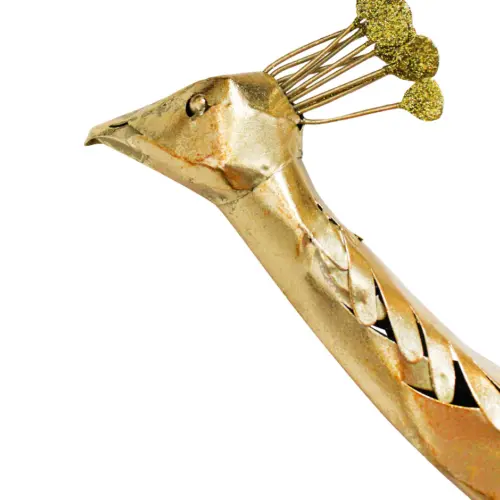 Pavo real de metal dorado de 8.89×120.02×74.93cm