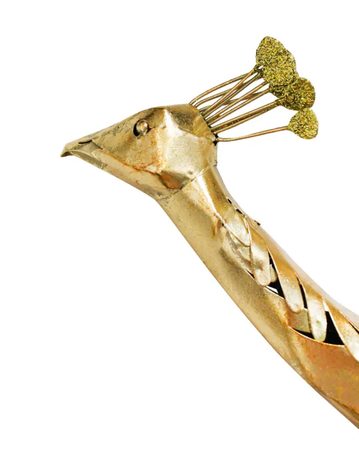 Pavo real de metal dorado de 8.89x120.02x74.93cm - Image 2