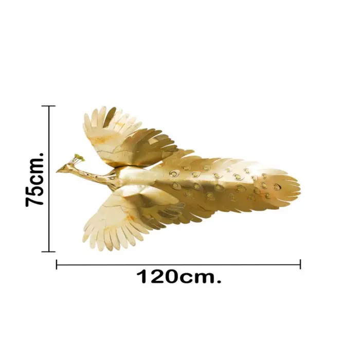 Pavo real de metal dorado de 8.89x120.02x74.93cm - Image 3