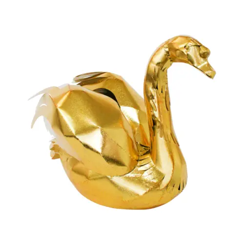 Pato de metal dorado de 26.67×50.8×40.01cm