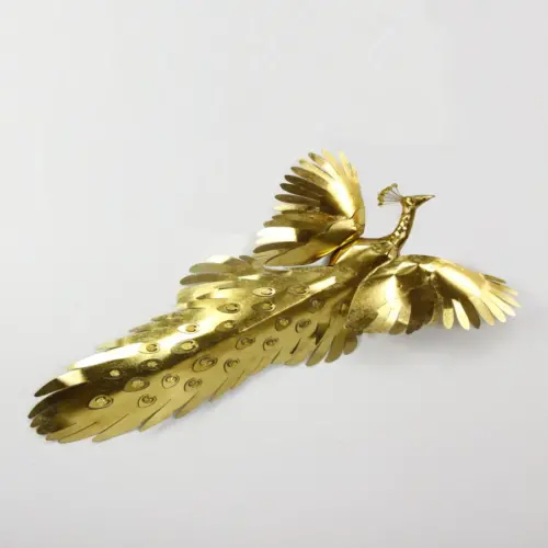 Pavo real de metal dorado de 8.89×119.38×71.12cm