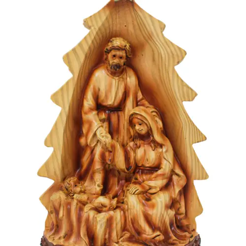 Nacimiento en arbol de resina imitacion madera de 13x9x20.5cm