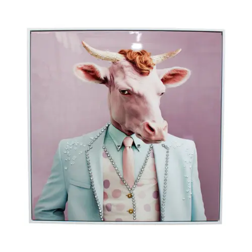 Cuadro diseño chivo con traje elegante de 62.5×62.5×2.8cm