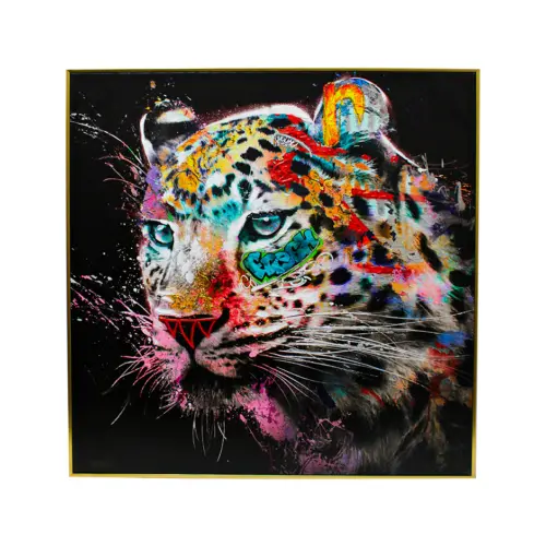 Cuadro diseño tigre de colores de 82x82x4.5cm