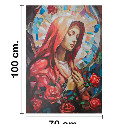 Cuadro con rostro de Virgen de 70x100x3cm