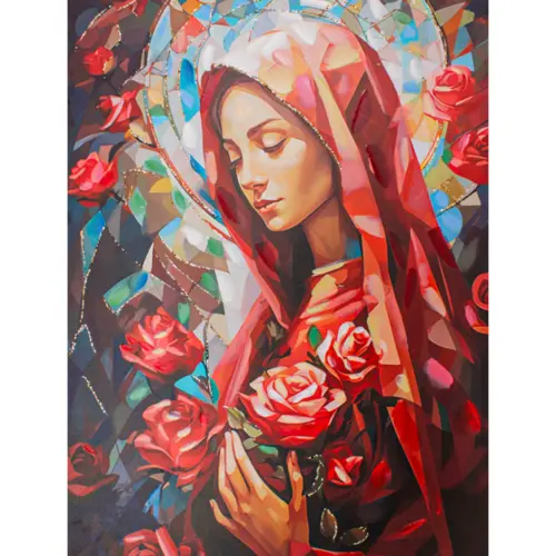 Cuadro con rostro de Virgen de 70x100x3cm