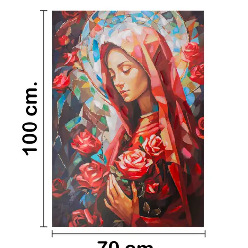 Cuadro con rostro de Virgen de 70x100x3cm