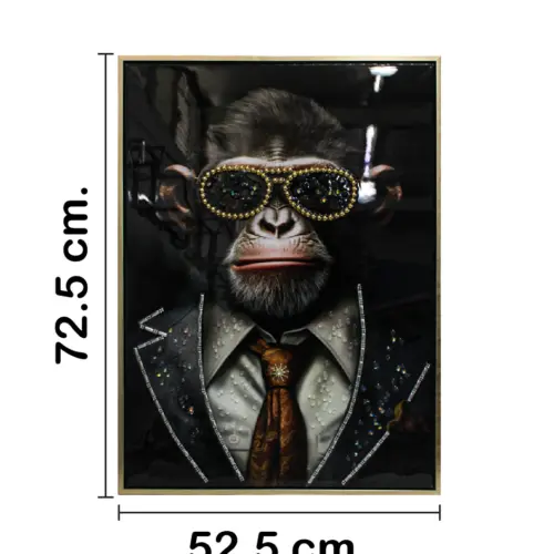 Cuadro con chimpancé con lentes de 52.5×72.5×2.8cm