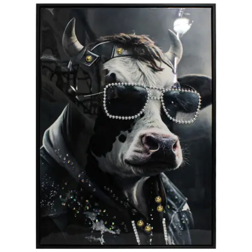 Cuadro con vaca y lentes de 52.5×72.5×2.8cm