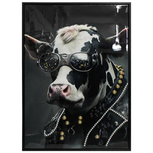 Cuadro con vaca y lentes de 52.5×72.5×2.8cm