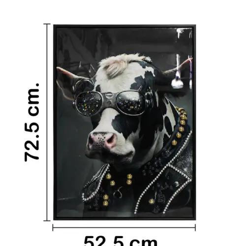 Cuadro con vaca y lentes de 52.5×72.5×2.8cm