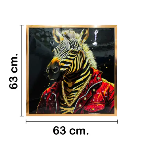 Cuadro con cabeza de cebra de 63x63x3.3cm
