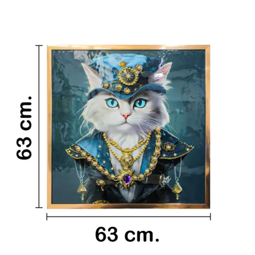 Cuadro con gato elegante de 63x63x3.3cm