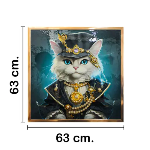 Cuadro con gato elegante de 63x63x3.3cm