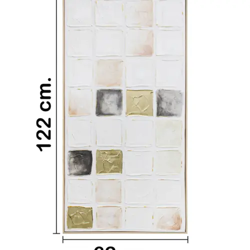 Cuadro con rectangulos diseño mármol en tonos pastel claro de 62x122x4.5cm
