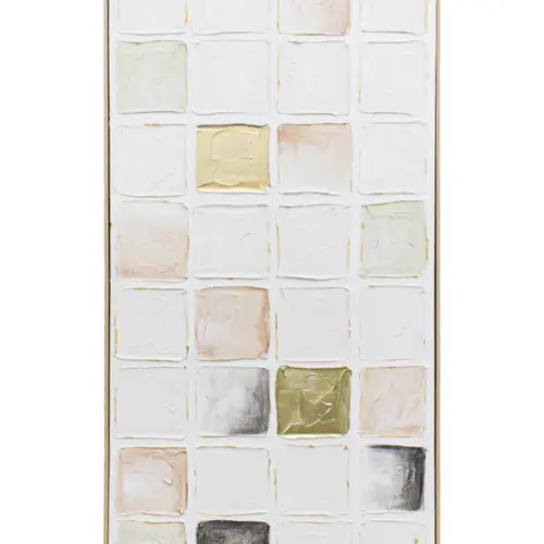 Cuadro abstracto con rectangulos diseño marmol en tonos pastel claro de 62x122x4.5cm