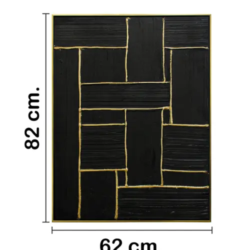 Cuadro abstracto con rectangulos negros de 62x82x4.5cm