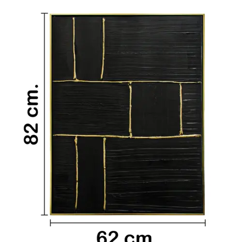 Cuadro abstracto con recyangulos negros de 62x82x4.5cm