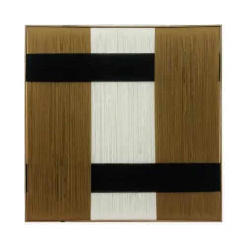 Cuadro de hilo en tonos café con blanco de 71x71x3.5cm