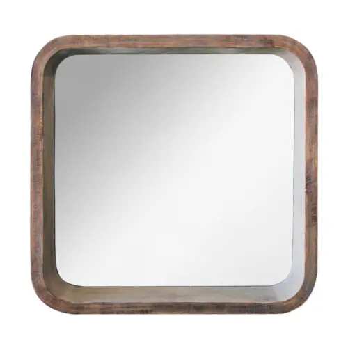 Espejo cuadrado de madera con marco de 71x71x16cm