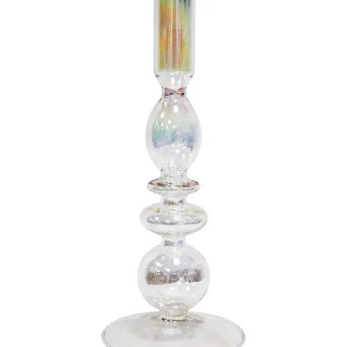 Candelabro de cristal transparente de 7.3×7.3x22cm