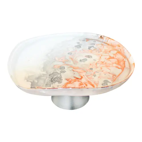 Frutero de vidrio con base blanco difuminado gris con marrón de 28cm