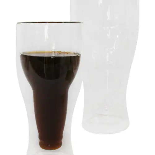 Juego de 2 vasos de cristal con doble forro diseño botella de cerveza de 5.1×6.5cm