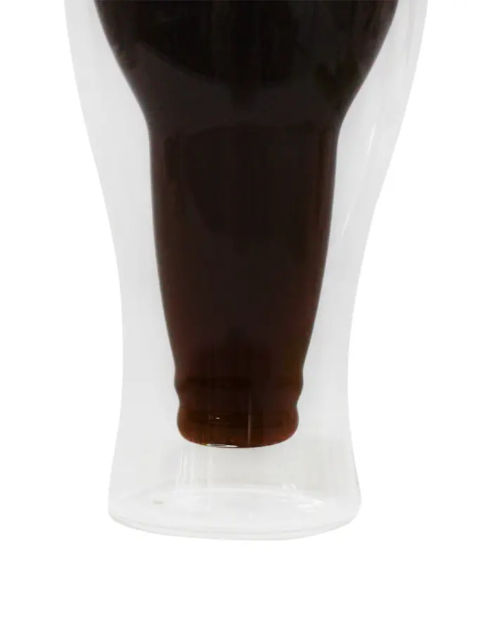 Juego de 2 vasos de cristal con doble forro diseño botella de cerveza de 5.1x6.5cm - Image 3