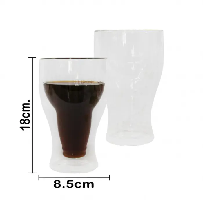 Juego de 2 vasos de cristal con doble forro diseño botella de cerveza de 5.1x6.5cm - Image 4