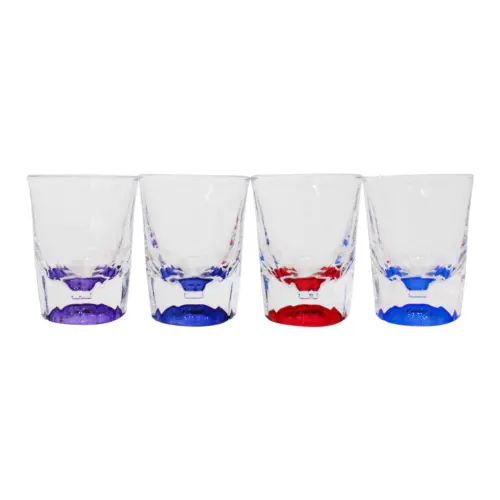 Juego de 4 Tequileros con fondo en diferente color 7x4x5cm